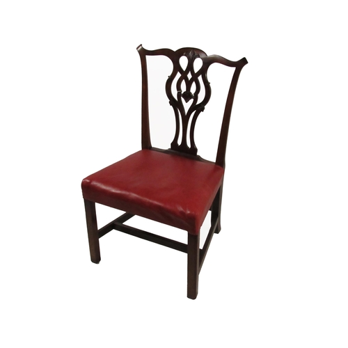 799 - A quality and heavy Georgian mahogany Side Chair, in the Chippendale taste, with carved and open spl... 