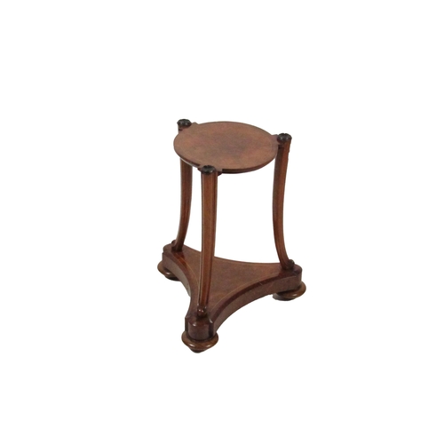 800 - An unusual walnut Jardiniere Stand, the circular platform top supported by three outsplayed uprights... 