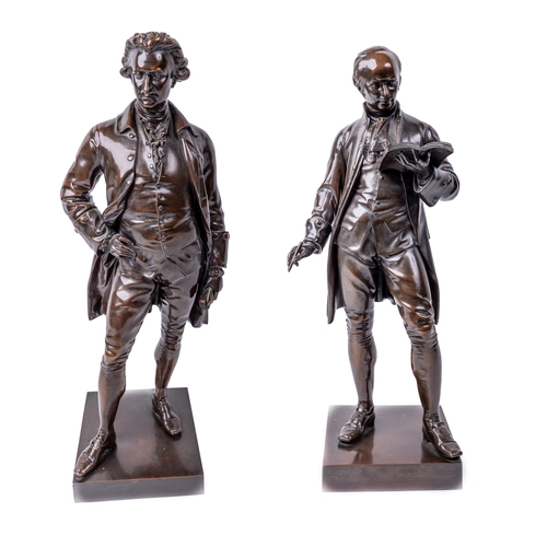 820 - John Henry Foley, RA (1818-1874)Statues of Oliver Goldsmith and Edmund Burkea pair, bronze, each 51c...