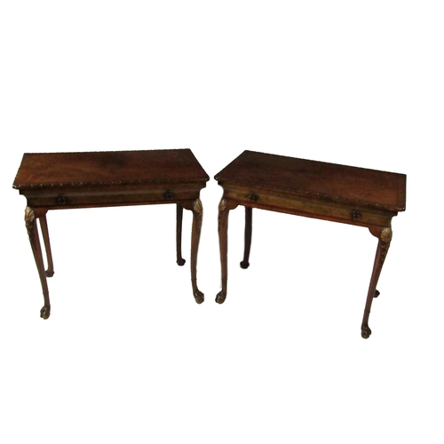 828 - A quality pair of walnut and parcel gilt Side Tables, in the George II style, by John Watson, 8 New ... 