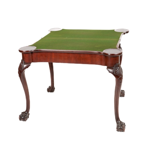 843 - An attractive 19th Century Irish mahogany fold-over Card Table, with projecting four rounded corners... 