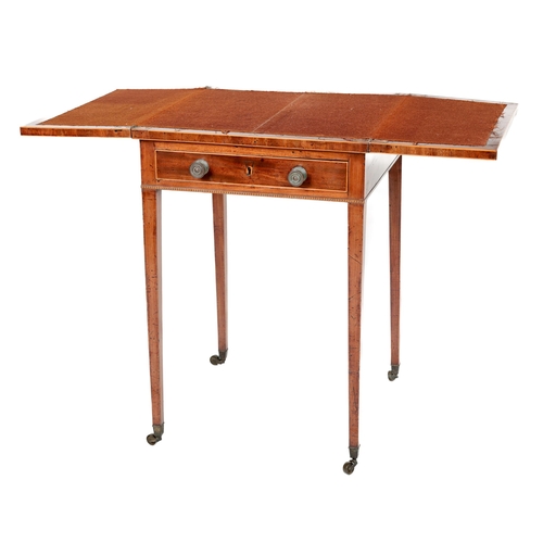 855 - A Regency period mahogany square top fold-out Card Table, the top with satinwood string inlay, above... 