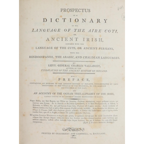 84 - Vallencey (Lt. Gen. Charles) Prospectus of a Dictionary of the Language of the Aire Coti, or, Ancien... 