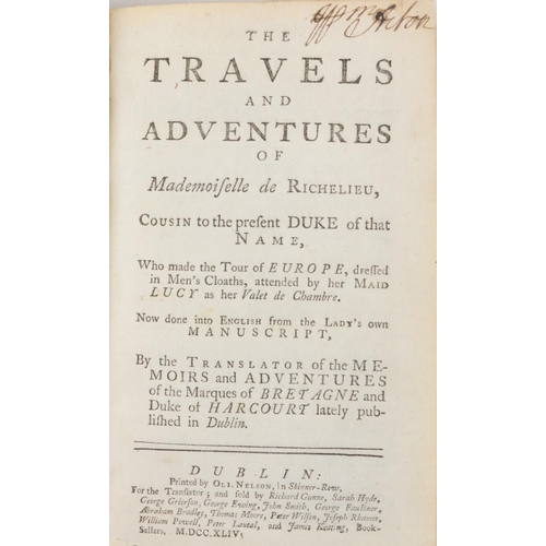 12 - Dublin Printing:  de Richelieu (Madamoiselle) The Travels and Adventures of,... Cousin to the Presen... 