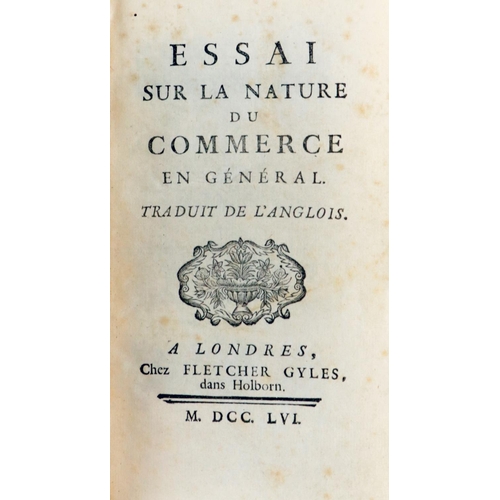 130 - Major Work on Political EconomyCantillon (Richard) Essai sur la Nature du Commerce en General, Tradu... 