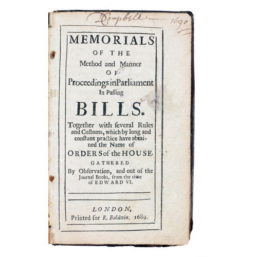 134 - [Scobell (Henry)] Memorials of the Method and Manner of Proceedings in Parliament in Passing Bi... 