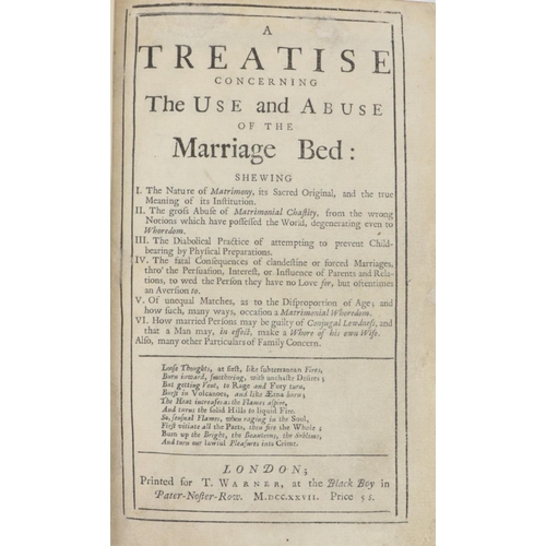 18 - [Defoe (Daniel)] A Treatise concerning The Use and Abuse of the Marriage Bed: 8vo Lond. (For T.... 