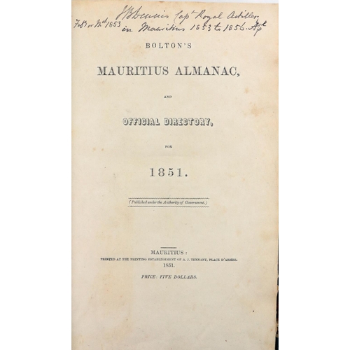 182 - Mauritius, Indian OceanBolton (W. Draper) Mauritius Almanac and Official Directory, for 1851, P... 