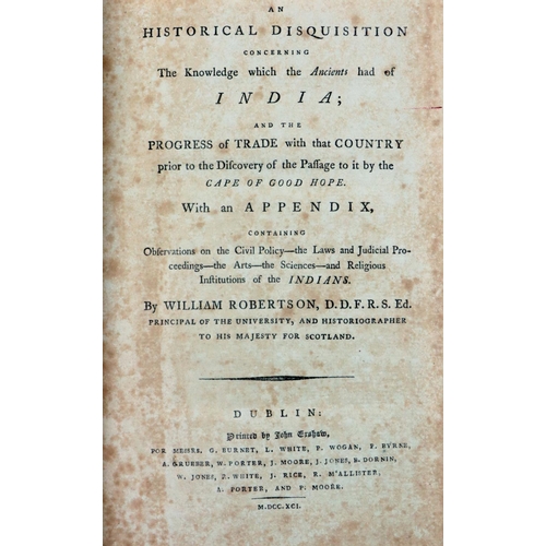 190 - Robertson (Wm.) An Historical Disquisition Concerning The Knowledge which the Ancients had of India;... 