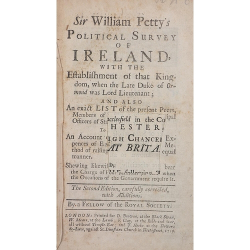 193 - Petty (Sir Wm.) Political Survey of Ireland, 8vo Lond. 1719. Second Edn., sm. piece cut fr... 