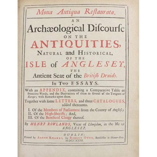 195 - Rowlands (Henry) Mona Antiqua Restaurata - An Archaeological Discourse on the Antiquities,.... ... 