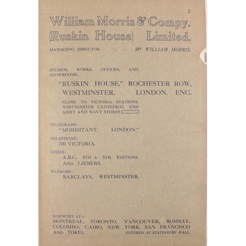 216 - Rare Catalogue:  William Morris & Company (Ruskin House) Limited, Managing Director.. ... 