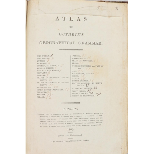 37 - Engraved Maps: Atlas to Guthrie's Geographical Grammar, roy 8vo Lond. 1809, 31 dble page or lg.... 