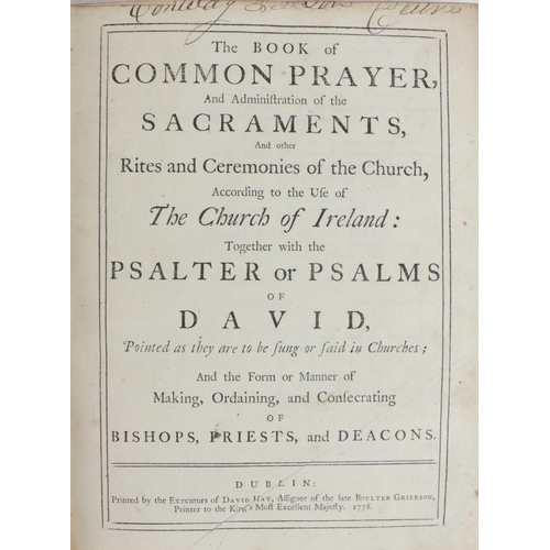 92 - Binding: The Book of Common Prayer, 4to Dublin (David Hay) 1778. Title with ruled borders, a.e.... 