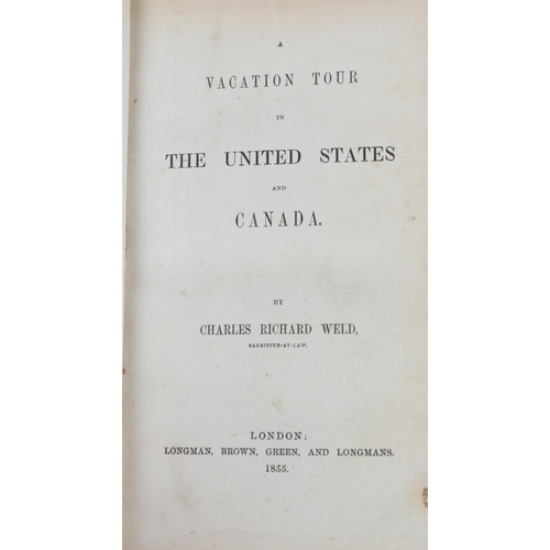 231 - Weld (Chas. Richard) A Vacation Tour in The United States and Canada,  sm. 8vo L. 1866.&nb... 