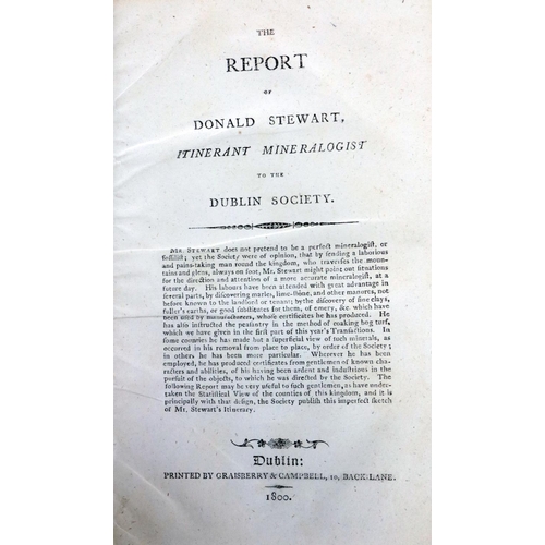 247 - R.D.S.: - Sewart (Donald) The Report of Donal Stewart, Itinerant Mineralogist  to the R.D.S., 8vo Du... 