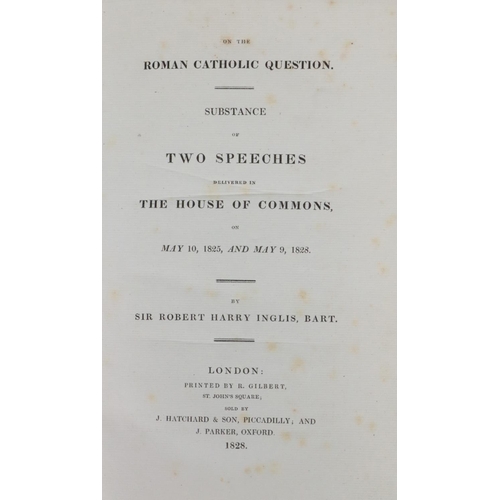 248 - Inglish (Sir Rob. Harry) On the Catholic Question - Substance of Two Speeches delivered in The ... 