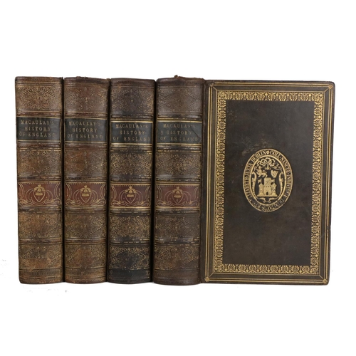 259 - T.C.D. Prize BindingBinding: Macaulay (T. Babington) The History of England,  4 vols. Lond. 1854. In... 