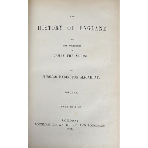 259 - T.C.D. Prize BindingBinding: Macaulay (T. Babington) The History of England,  4 vols. Lond. 1854. In... 