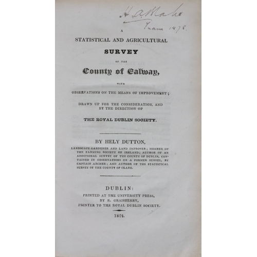 266 - R.D.S.:  Dutton (Hely) A Statistical and Agricultural Survey of the County of Galway, .. B... 