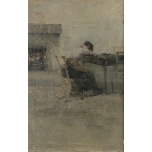 150 - Norman Garstin (1847-1926) (attributed to)“Young Woman Seated at a Table,” O.O.P., approx. 37cms x 2... 