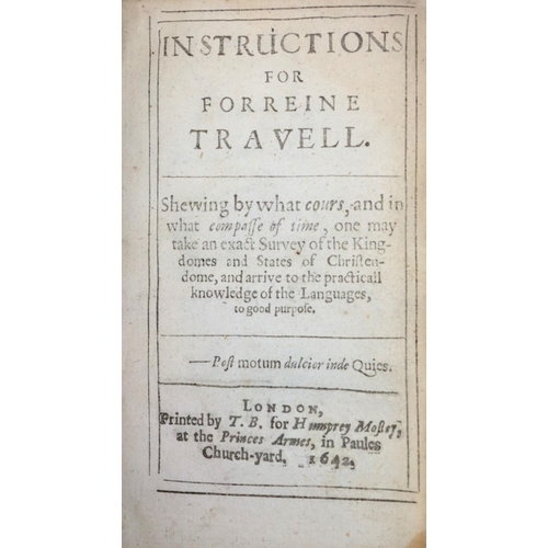 341 - Rare 17th Century Travel GuideHowell (James) (c. 1594-1666) Instructions for Forreine Travel Sh... 