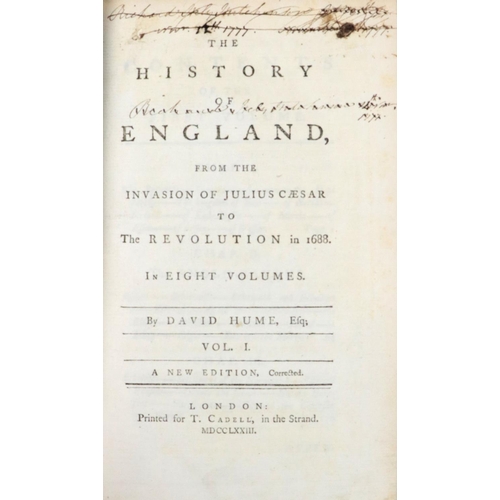 347 - Richard Hely Hutchinson's CopyBindings:  Hume (David)  The History of England, 8... 