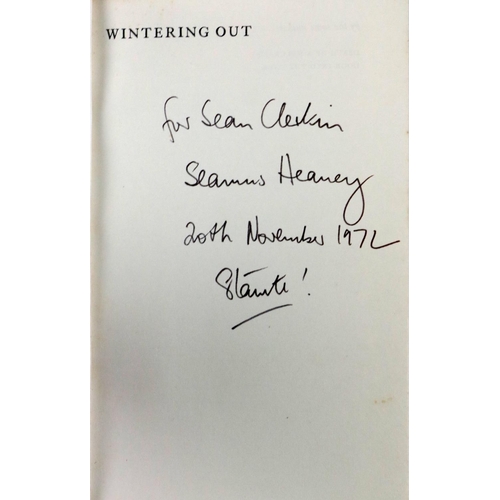 374 - Heaney (Seamus) Wintering Out, 8vo L. (Faber & Faber) 1972, First Edn., inscribed on f... 