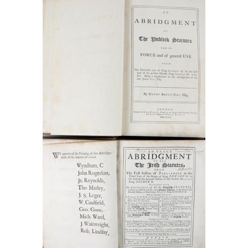 394 - Legal interest: Robbins (N.) An Exact Abridgement of All the Irish Statutes, 4to Dublin (Geo. G... 