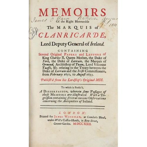 484 - Clanricarde - Memoirs of the Rt. Honourable The Marquis of Clanricarde, Lord Deputy General of Irela... 