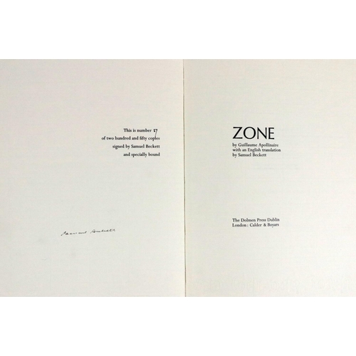 492 - Signed Limited EditionBeckett (Samuel)trans. Zone, by Guillaume Apollinaire, with English translatio... 