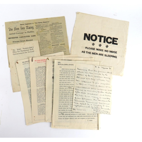 650 - ‘The Men are Sleeping’Important 1916 Documents. A very interesting and important file of documents w... 