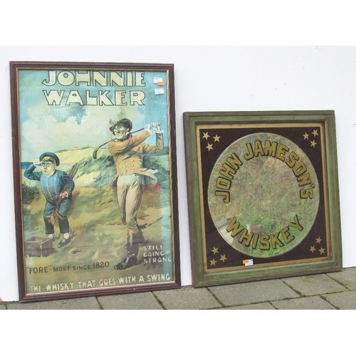 827 - Advertising Signs: A square Mirror, with shaped decoration and with circular inset for 