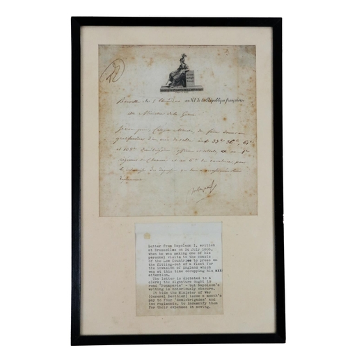 540 - Signed by NapoleonNapoleon Bonaparte. Letter from Napoleon I, written at Brusselles on 24 July 1803,... 