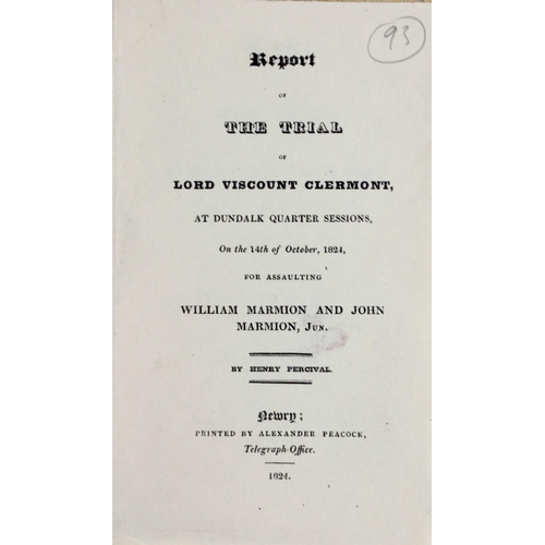 547 - County Louth Trial of NoblemanCo. Down Provincial Printing: Percival (Henry) Report of the Trial of ... 