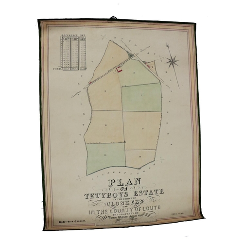 594 - Manuscript Map, Irish [Co.Louth], Counsel (Richard) cart. Plan of Tetyboys Estate in the Parish of C... 