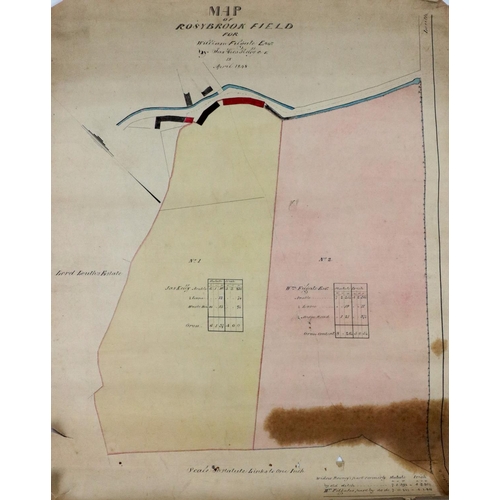 601 - Manuscript Map, Irish [Co. Louth] Kelly (J.T.)cart. Map of Rosybrook Field for William Filgate,... 