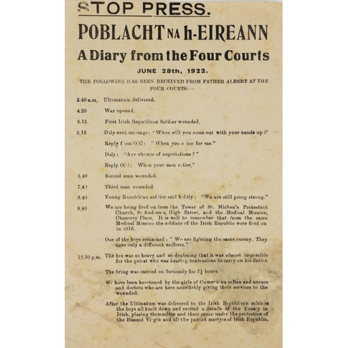 620 - Rare Irish Civil War FlyerIrish Civil War: Stop Press - Poblacht na hEireann A Diary from the Four C... 