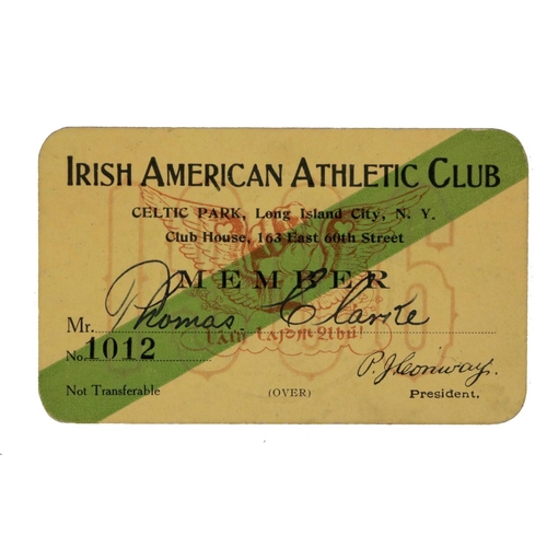 628 - Signed by Tom Clarke[Clarke, Tom] Irish American Athletic Club, Celtic Park, Long Island City, N.Y. ... 