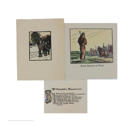 718 - Cuala Press.Three attractive hand-coloured Prints, two from designs by Jack Yeats, The Wren Boys and... 