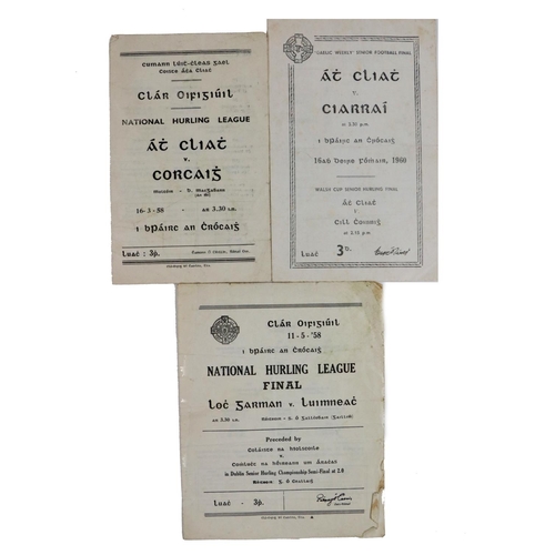 736 - G.A.A.:  Hurling & Football 1950's/60's, a group of three Official Match Programmes,* N.H.L... 