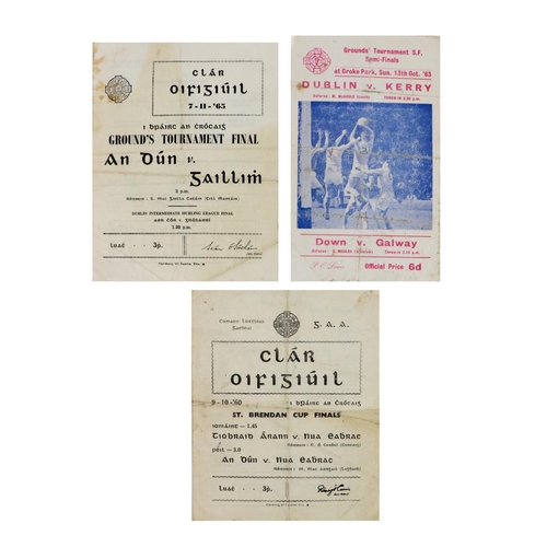 763 - G.A.A.: Football, 1960's, three Match Programmes to include:* Clar Oifigiuil St. Brendan Cup Finals ... 