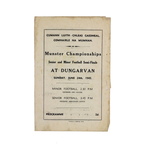 768 - G.A.A.: Football 1945, Clar Oifigiuil, Munster Championship, Senior and Minor Football Semi-Finals a... 