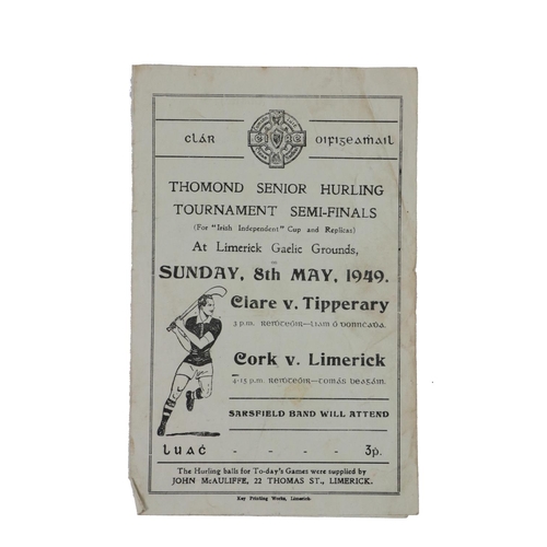 770 - G.A.A.: Hurling, 1949, Official Programme Thomond Senior Hurling Tournament semi-finals, at Gaelic G... 