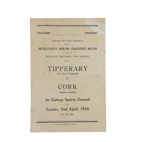 776 - G.A.A., Hurling 1950, Official Programme, Inter-County Hurling Challenge Match in aid of Patrician B... 