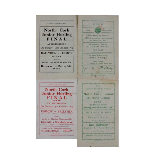 782 - G.A.A., Hurling 1960-64, [Minor] four Official Match Programmes for:* North Cork Junior Hurling C'sh... 