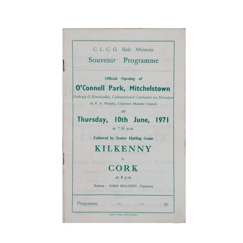 786 - G.A.A.: Hurling, Souvenir Programme, Official Opening O'Connell Park, Mitchelstown, Kilkenny v. Cork... 