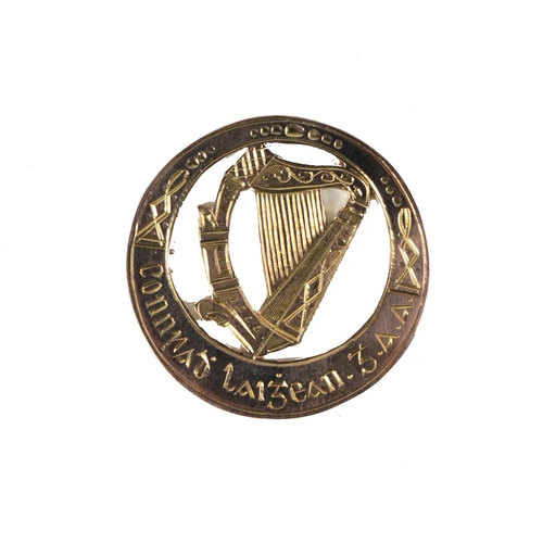 796 - 1921 Leinster Hurling Winners MedalG.A.A., Medal, Hurling 1921, a 9ct gold circular pierced decorate... 