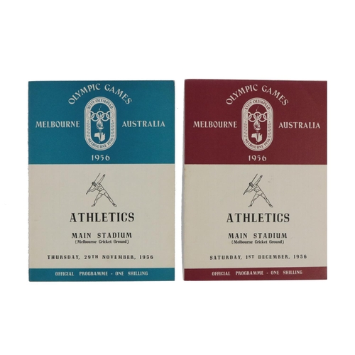 803 - When Ronnie Won Gold Down UnderProgrammes:  Athletics, 1956, two Official Programmes for the Olympic... 