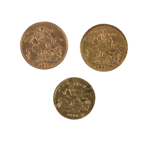 810 - Sovereigns:  A King Edward VII 1910 full Sovereign, also a King George V 1911 full Sovereign, a King... 